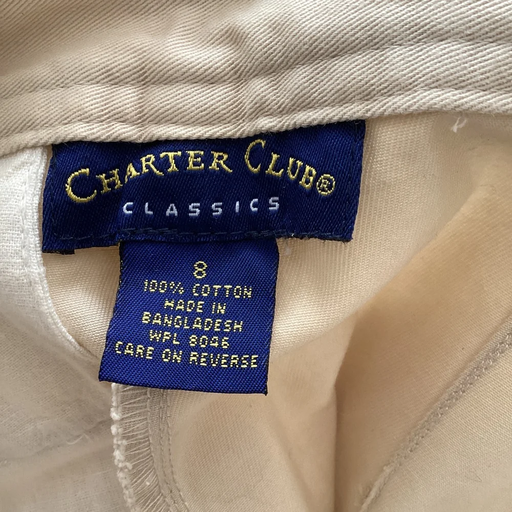 Charter Club Vintage Khaki/Cream Shorts High Waisted Pleated Size 8 - Picture 6 of 7